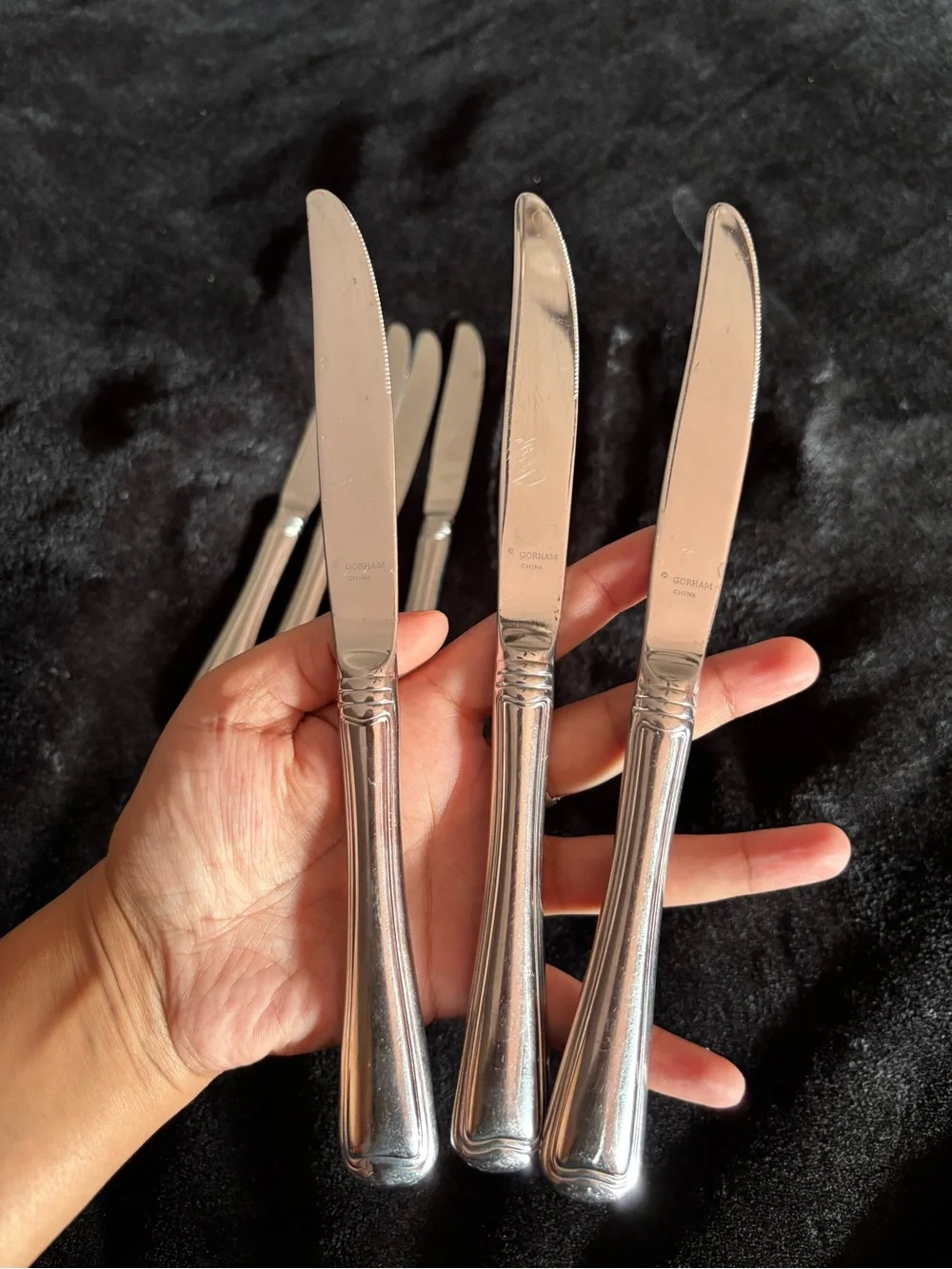 7 Piece Gorham MONET Dinner Knives Set Stainless Steel Glossy 9” Flatwear